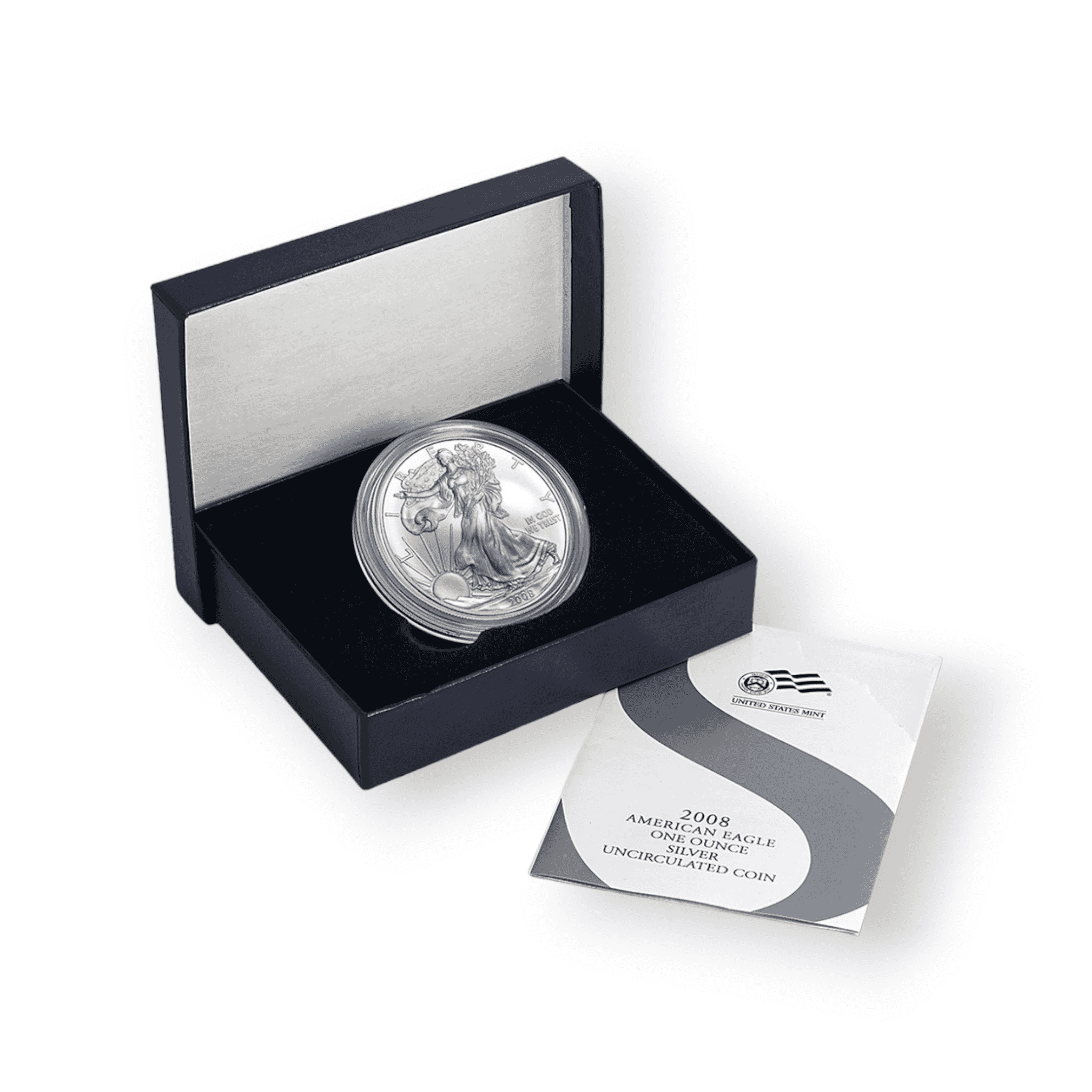Image of 2008-W Reverse of 2007 Burnished American Silver Eagle $1 Coin (w/Box & COA)