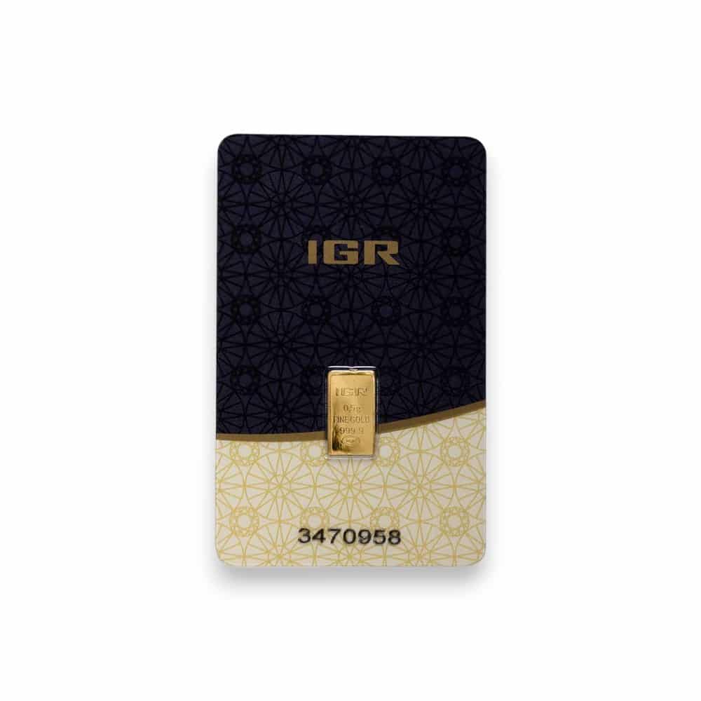Image of 1/2 Gram IGR Gold Bar Sealed in Carded Assay .9999 Fine