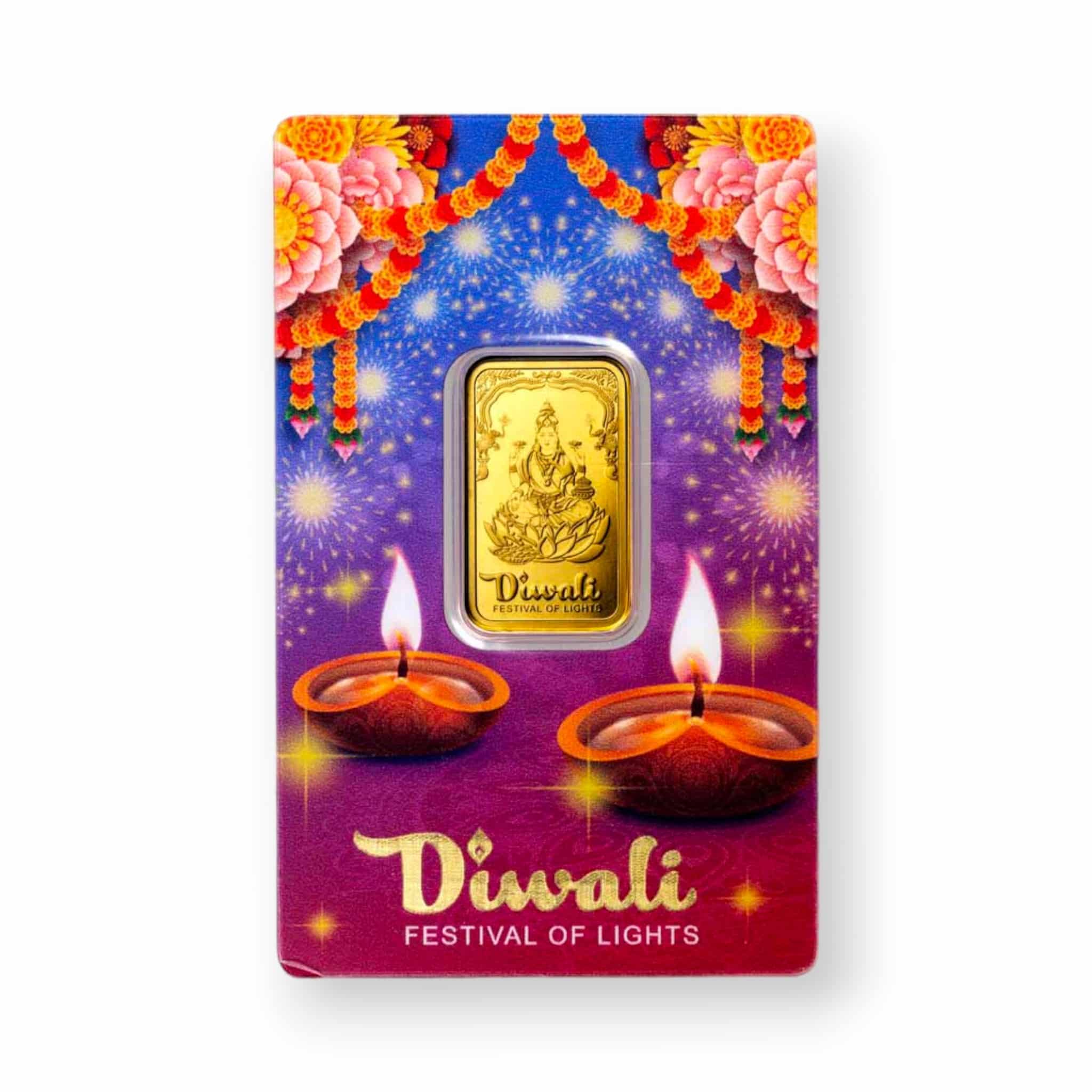 Image of 10 Gram Pamp Diwali Gold Bar .9999 Fine Sealed in Carded Assay