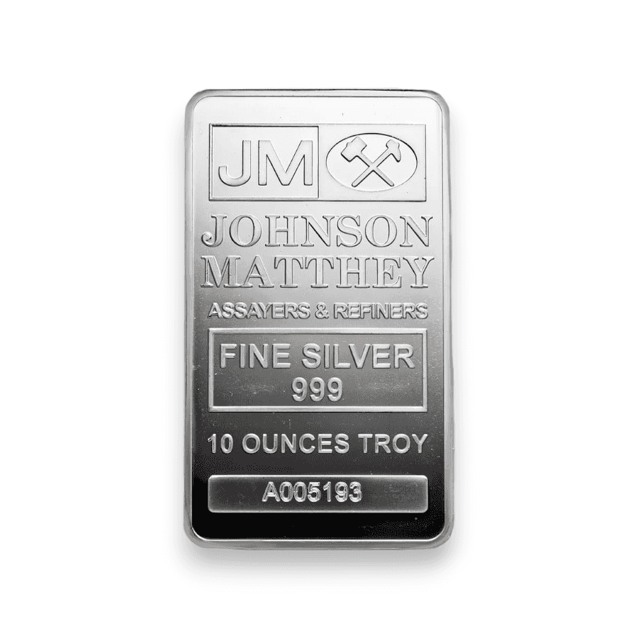 Image of 10 oz Johnson Matthey Silver .999 Fine Bar Sealed
