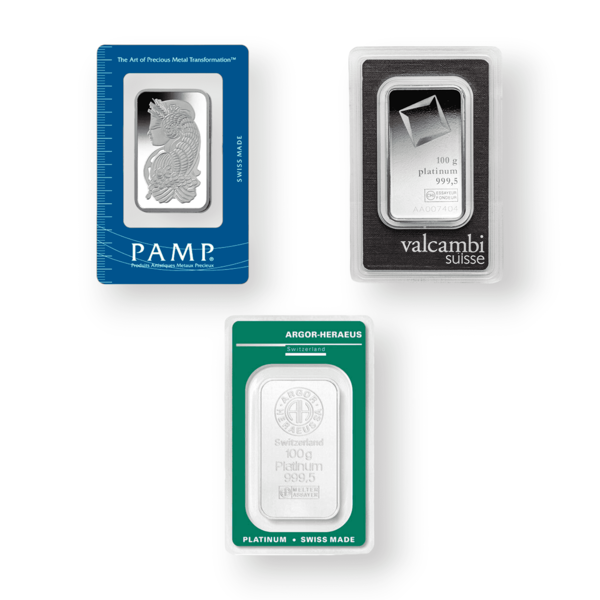 Image of 100 Gram Platinum Bar .9995 Fine Accredited Brands Sealed in Carded Assay