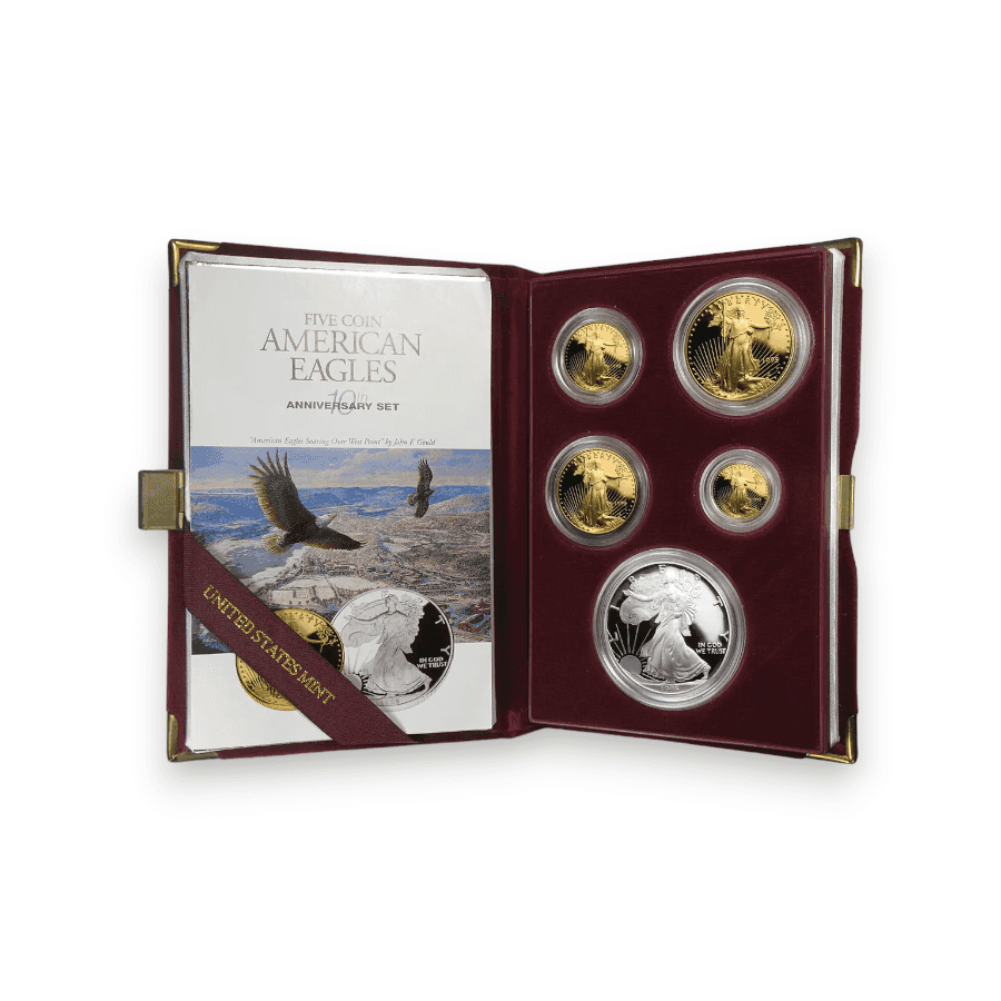 Image of 1995-W 10th Anniversary Proof Eagle Set (w/Box & COA)