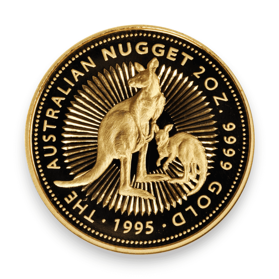 Image of 2 oz Gold Australian Kangaroo .9999 Fine $200 Coin (Random Date)