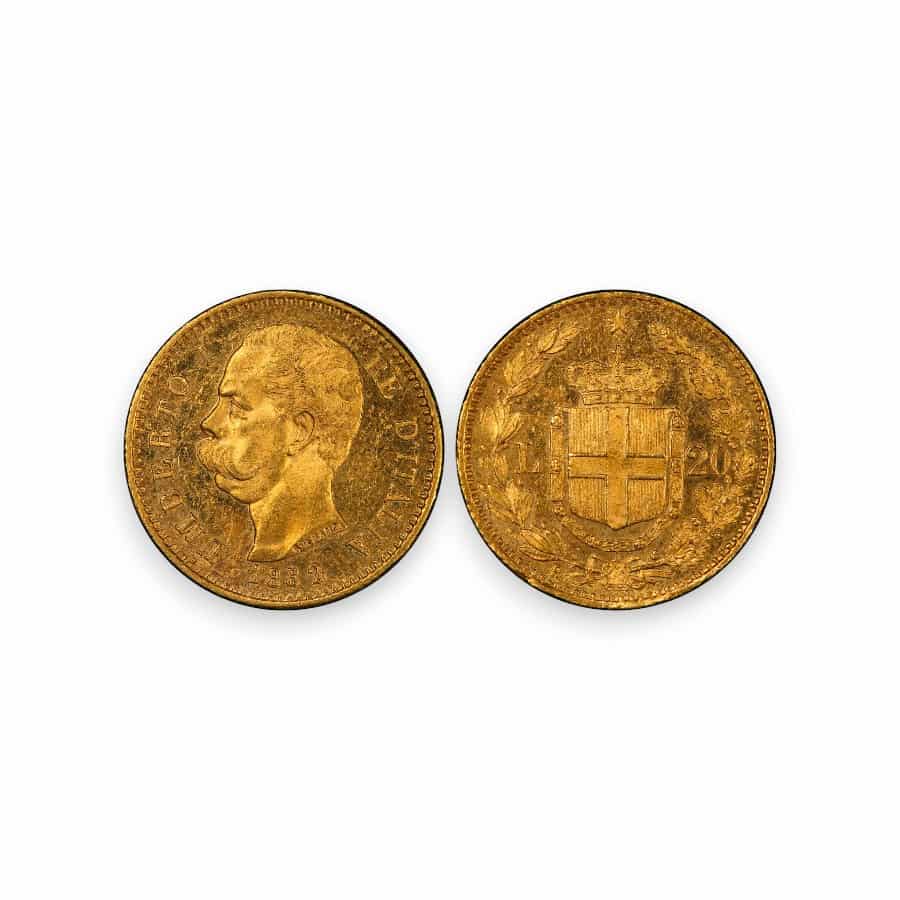 Image of Italy 20 Lire Gold Coin (Random Date)