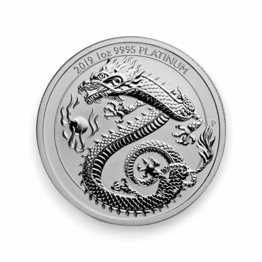 Image of 2019 Australia 1 oz Platinum Dragon with Fireball .9995 Fine $100 Perth Mint Coin