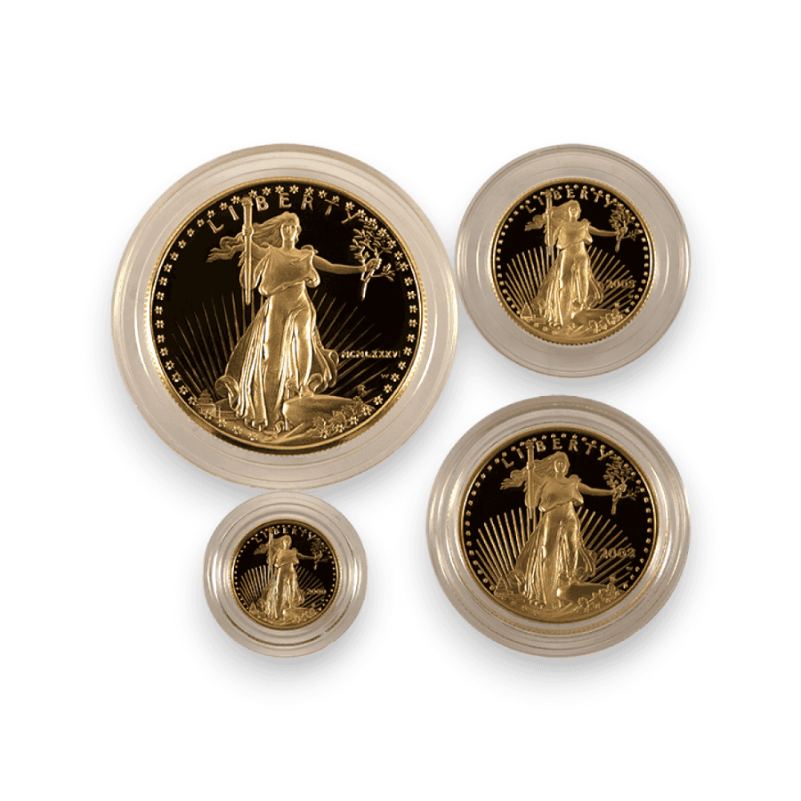 Image of 4-Piece Proof American Gold Eagle Set Incomplete In Capsule/Slabs (Random Date)