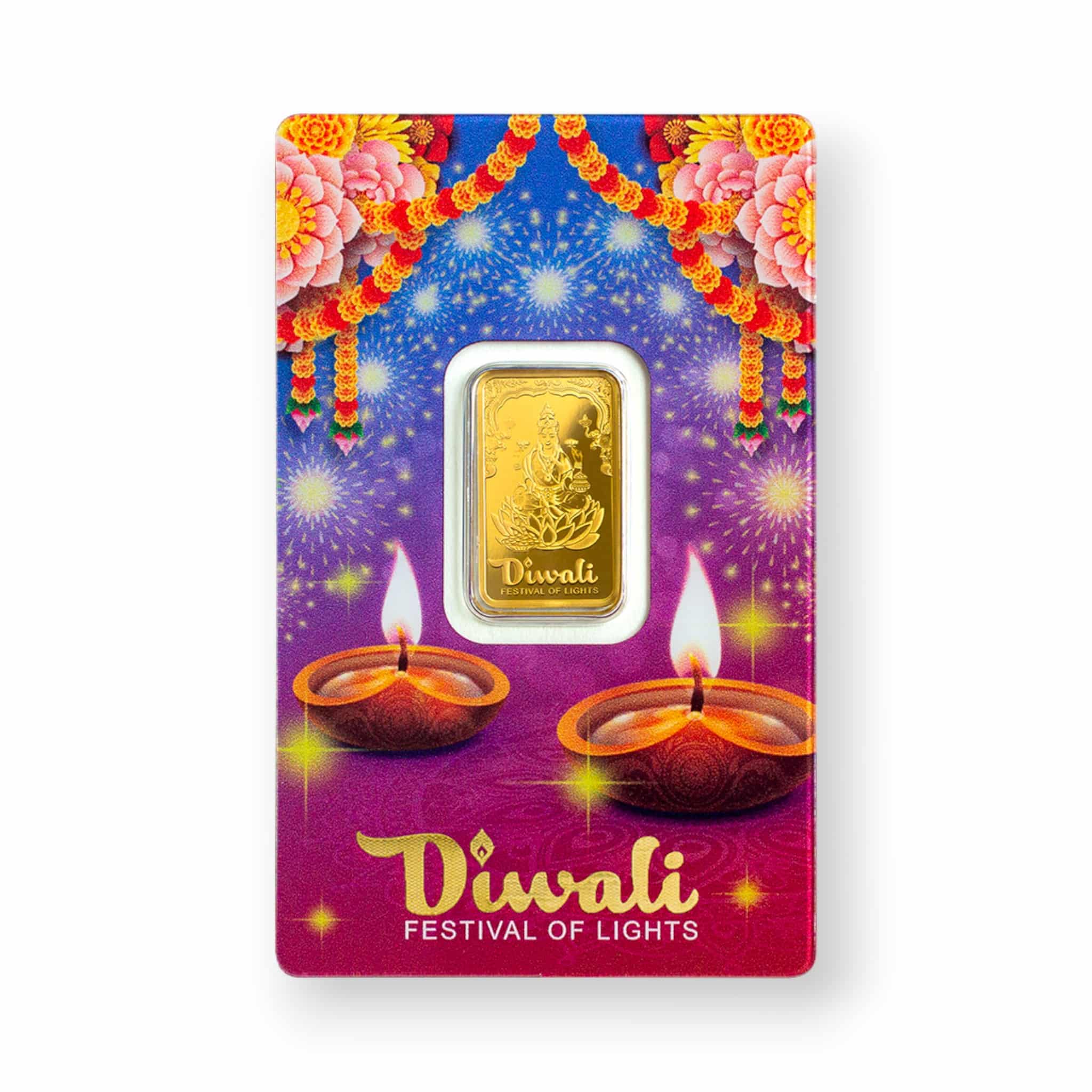 Image of 5 Gram Pamp Diwali Gold Bar .9999 Fine Sealed in Carded Assay