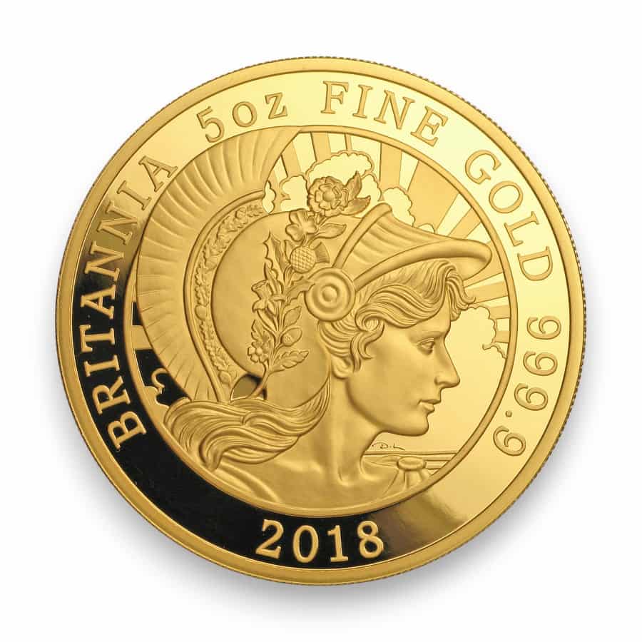 Image of 5 oz Gold Britannia Great Britain .9999 Fine (Random Date)