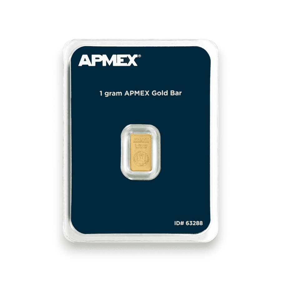 Image of 1 Gram APMEX Gold Bar .9999 Fine Sealed in Carded Assay