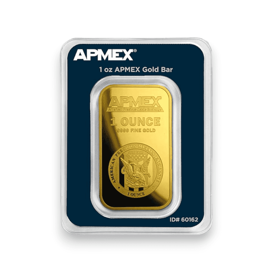Image of 1 oz APMEX Gold Bar .9999 Fine Sealed in Carded Assay