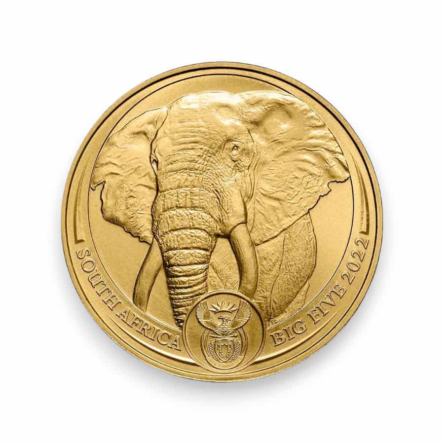 Image of 1 oz Gold South African Big 5 Elephant 50 Rand Gold Coin .9999 (Random Date)