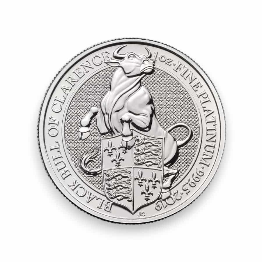 Image of 2019 1 oz Platinum Great Britain Queen's Beast Black Bull .9995 Fine £100 Coin