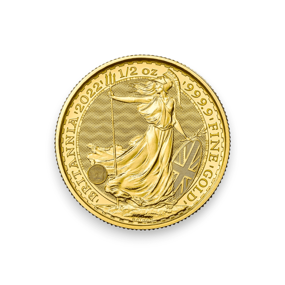 Image of 1/2 oz UK Gold Britannia Coin .9999 Fine £50 Coin (Random Date)