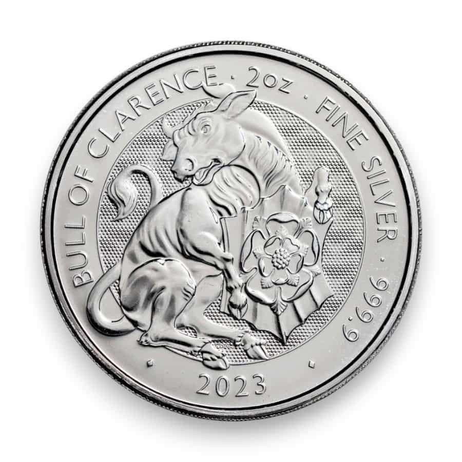 Image of 2023 2 oz Great Britain Tudor Beast Bull of Clarence .9999 Fine Silver £5 Coin
