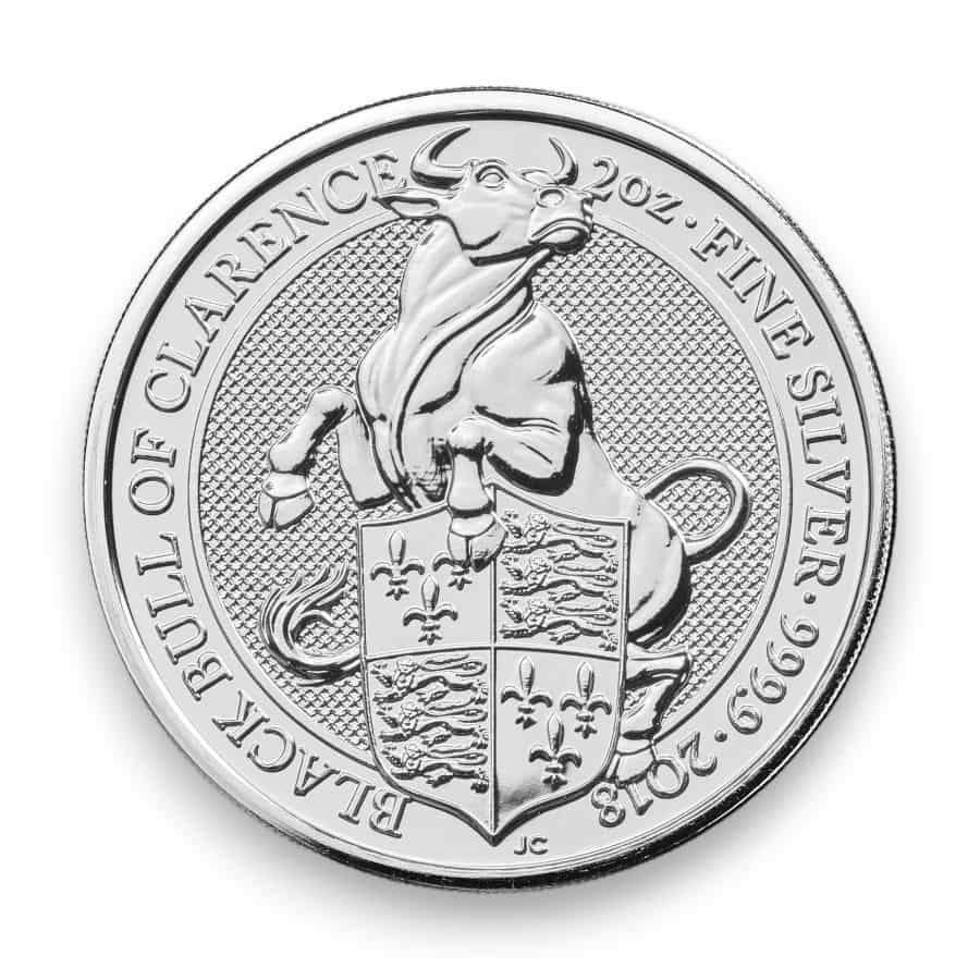Image of 2018 2 oz Silver Great Britain Queen's Beast Bull .9999 Fine £5 Coin