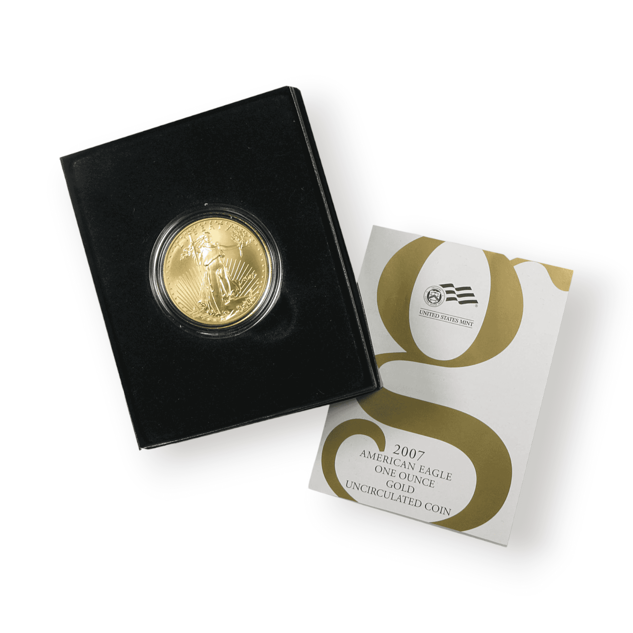Image of 1 oz American Gold Eagle Burnished $50 Coin (w/Box & COA, Random Date)
