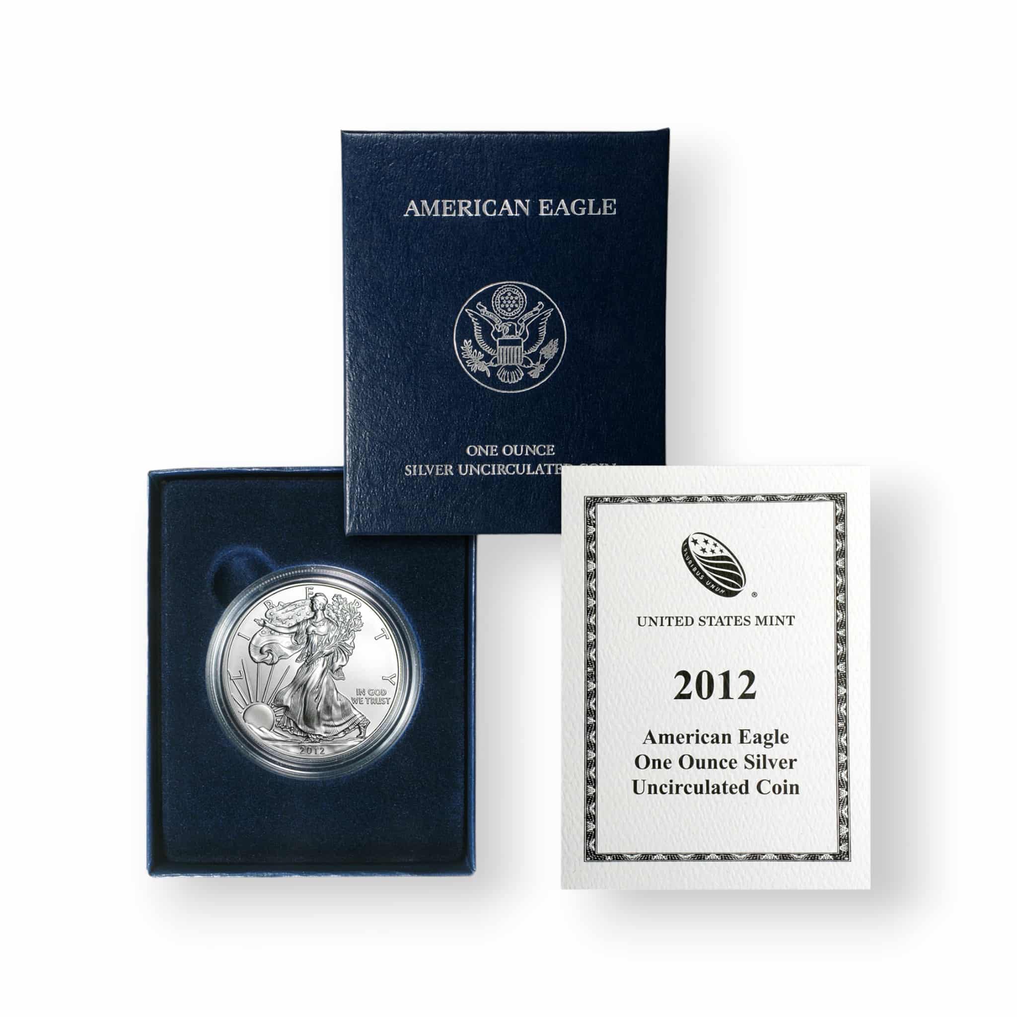 Image of 1 oz American Silver Eagle Burnished .999 Fine $1 Coin with Box & COA (Random Date)