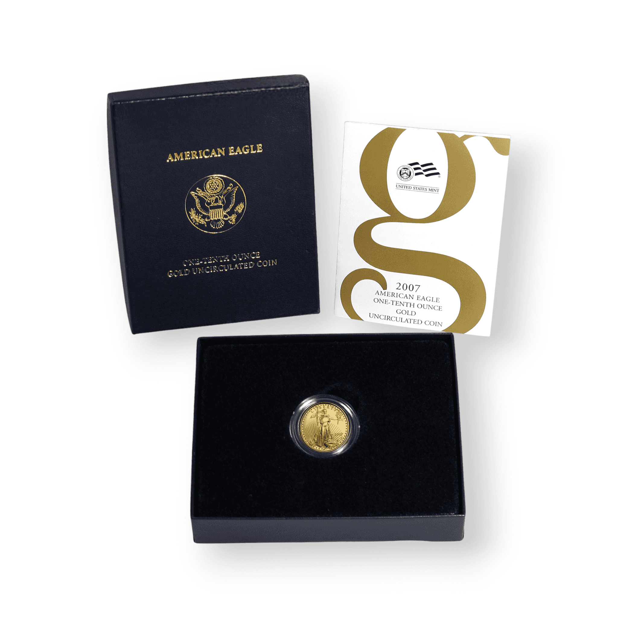 Image of 1/10 oz Burnished American Gold Eagle $5 with Box & COA (Random Date)