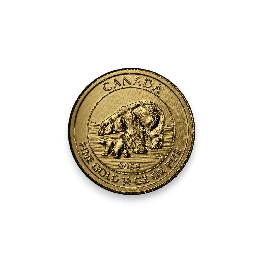 Image of 2015 1/4 oz Canadian Polar Bear & Cub .9999 Fine Gold $10 Coin