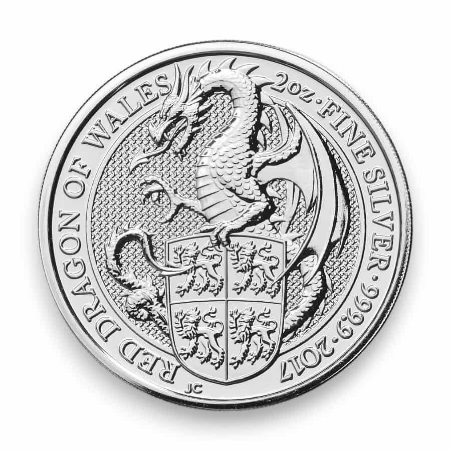 Image of 2017 2 oz Silver Great Britain Queen's Beast Dragon .9999 Fine £5 Coin