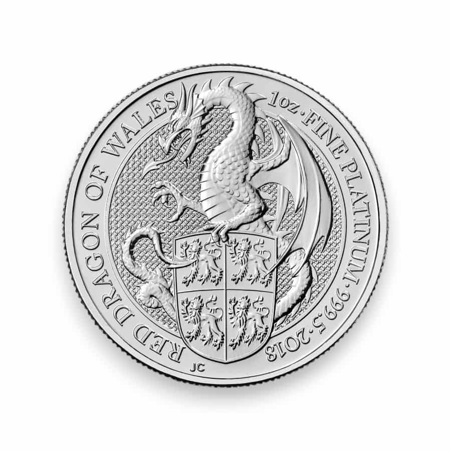 Image of 2018 1 oz Platinum Great Britain Queen's Beast Red Dragon .9995 Fine £100 Coin