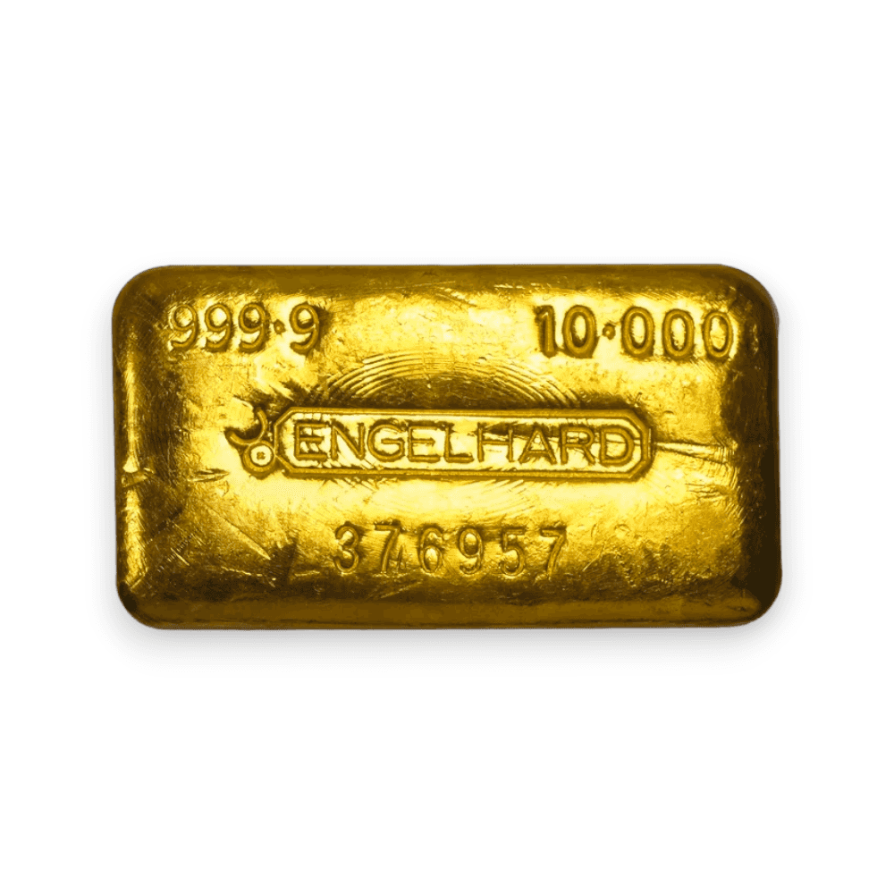 Image of 10 oz Engelhard Gold Bar .9999 Fine (Poured/Pressed)