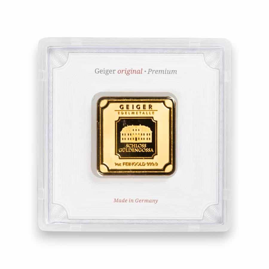 Image of 1 oz Gold Geiger Original Bar .9999 Fine Sealed in Carded Assay