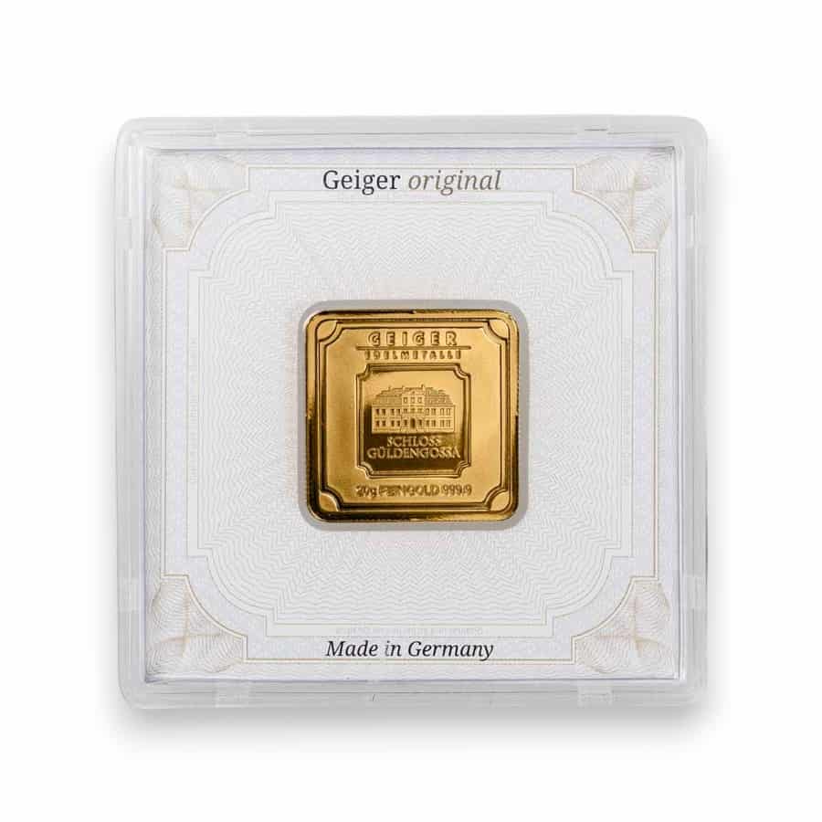 Image of 20 Gram Gold Geiger Original Bar .9999 Fine Sealed in Carded Assay