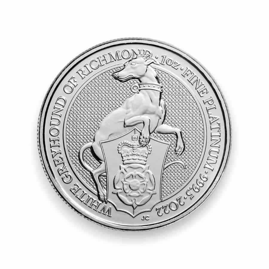 Image of 2022 1 oz Platinum Great Britain Queen's Beast Greyhound .9995 Fine £100 Coin