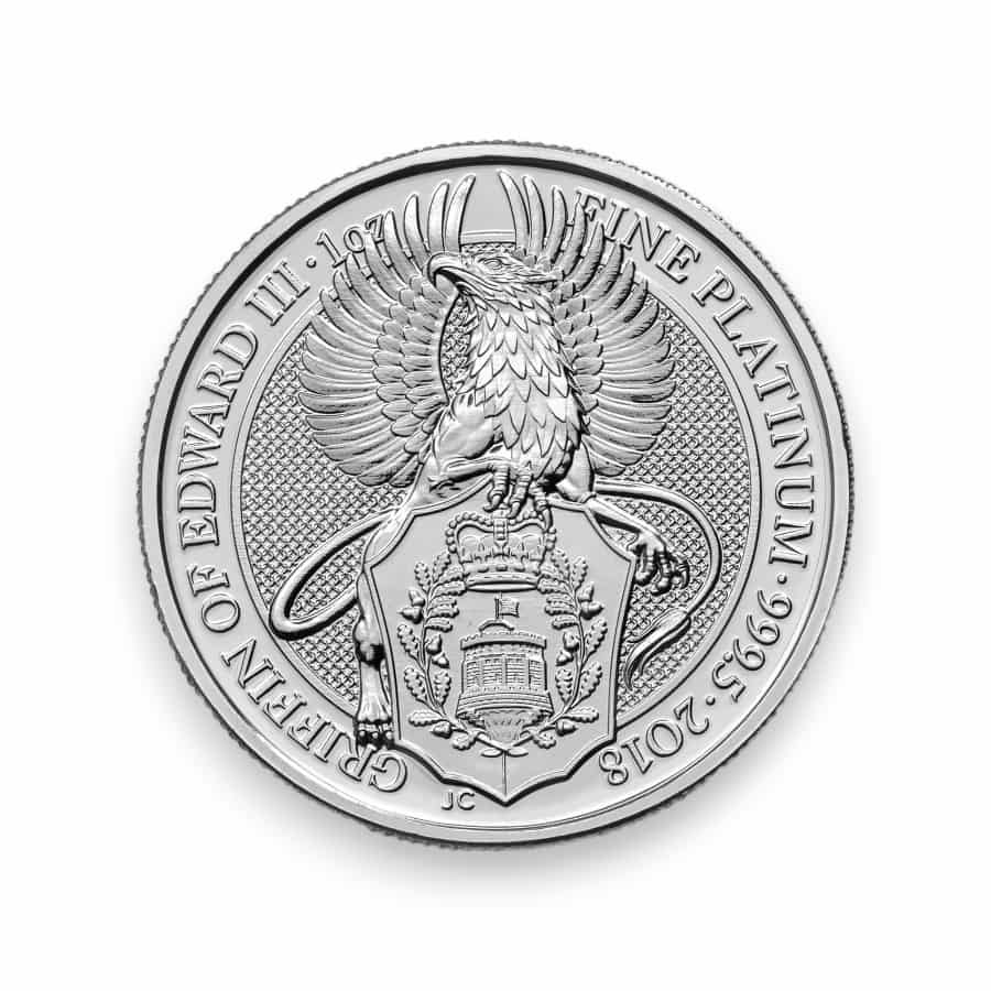 Image of 2018 1 oz Platinum Great Britain Queen's Beast Griffin .9995 Fine £100 Coin