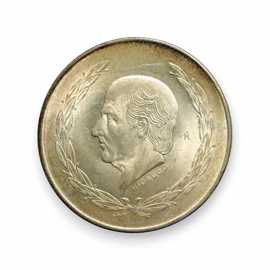 Image of 5 Pesos Hidalgo Mexico Silver .720 Fine Coin (1951-1954)