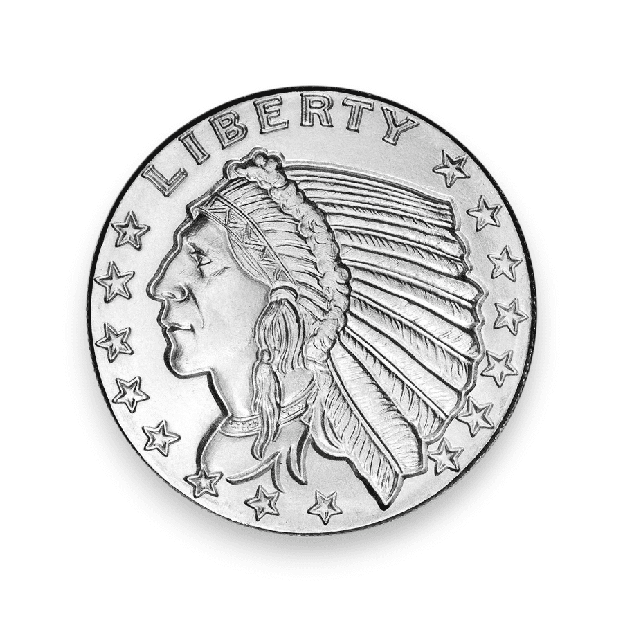 Image of 1 oz Silver Incuse Indian Head Round .999 Fine