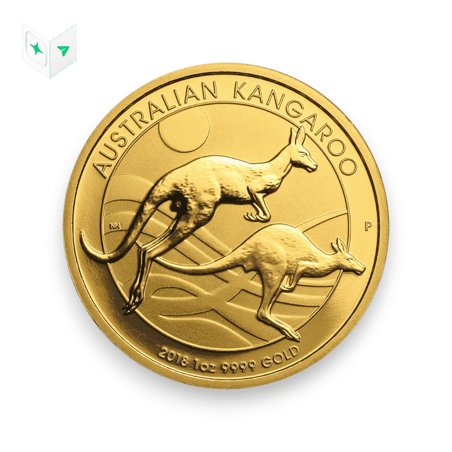 Image of 1 oz Australian Gold Kangaroo .9999 Fine in Plastic/Capsule $100 Coin (Random Date, Pure Priority)