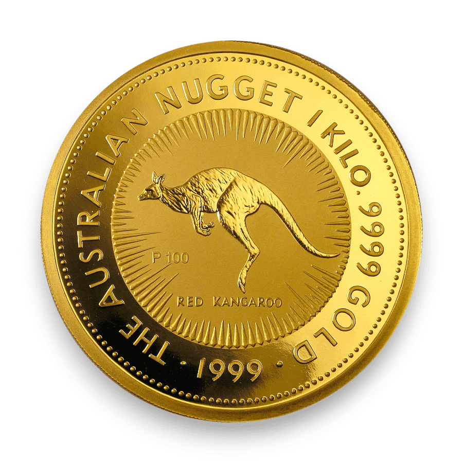 Image of 1 Kilo Australian Gold Kangaroo .9999 Fine in Capsule $3000 Coin (Random Date)
