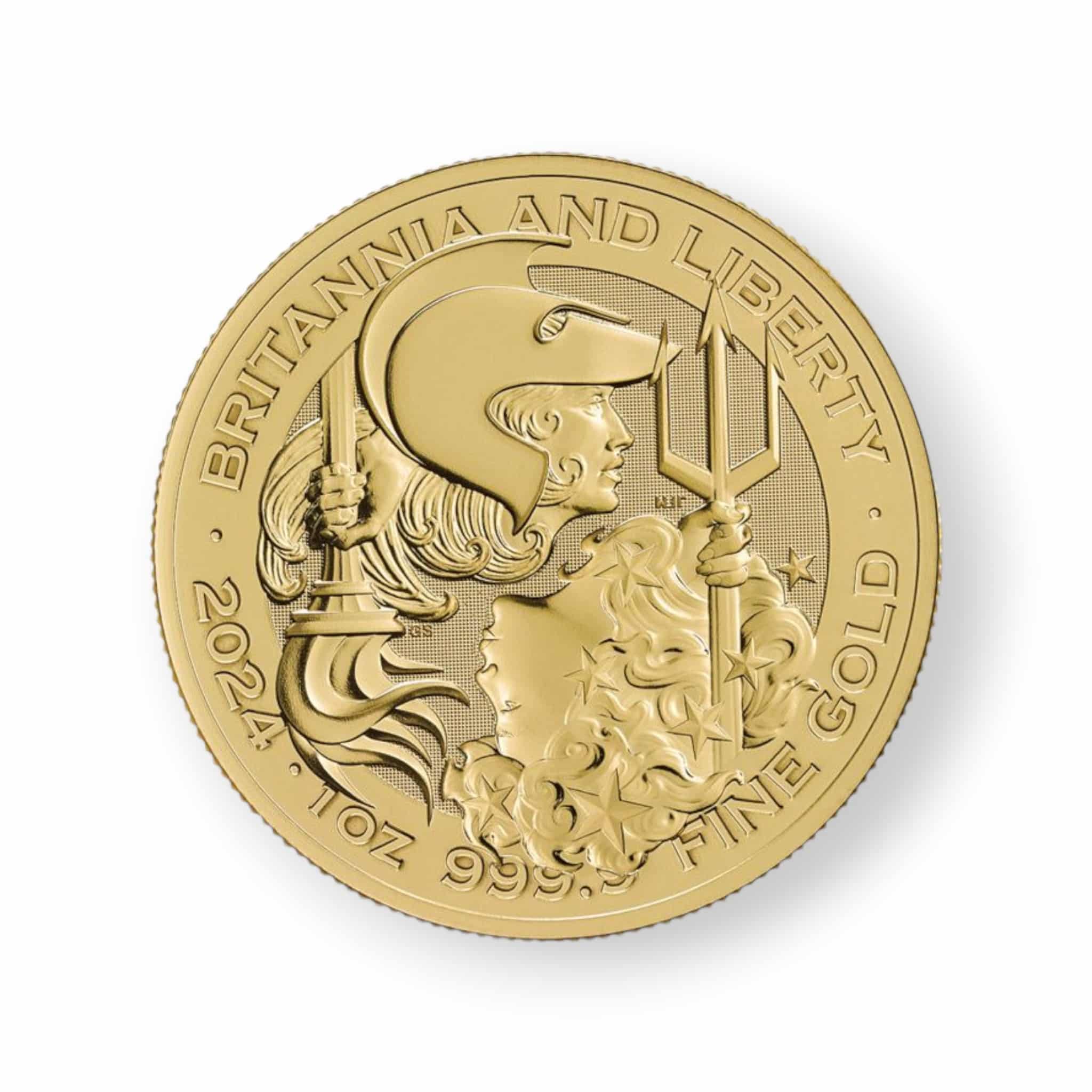 Image of 2024 Liberty and Britannia 1 oz Gold £100 Coin Royal Mint BU Version