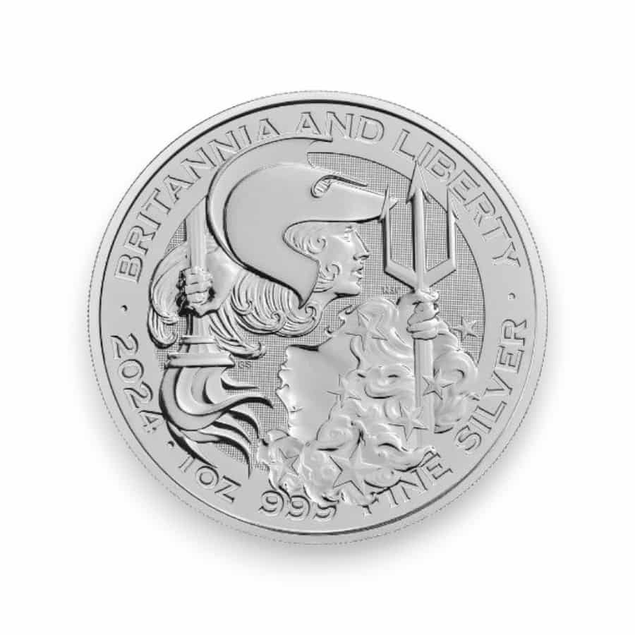Image of 2024 Liberty and Britannia 1 oz Silver £2 Coin Royal Mint BU Version