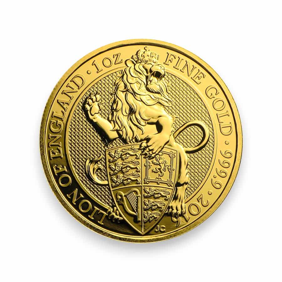 Image of 2016 1 oz Gold Great Britain Queen's Beast Lion .9999 Fine £100 Coin