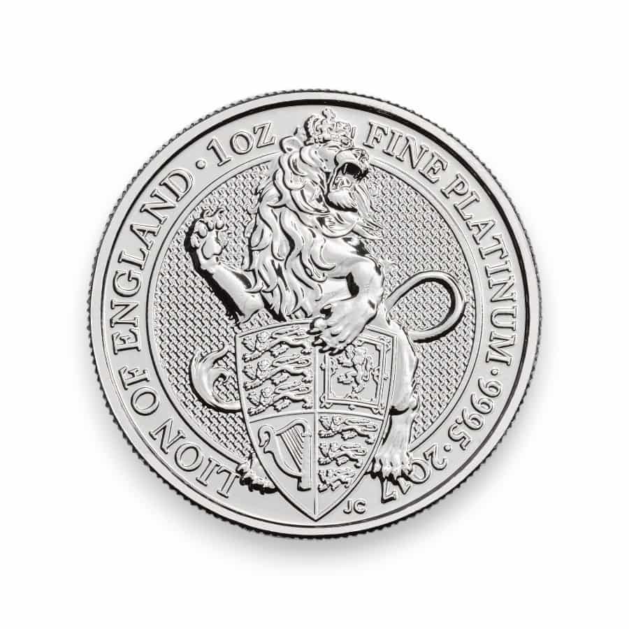 Image of 2017 1 oz Platinum Great Britain Queen's Beast Lion of England .9995 Fine £100 Coin