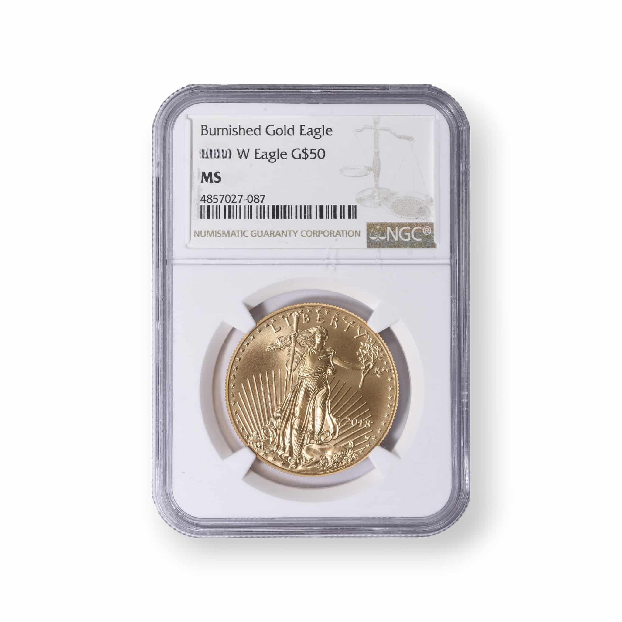 Image of 1 oz American Gold Eagle Burnished $50 Coin NGC Certified (Random Date)