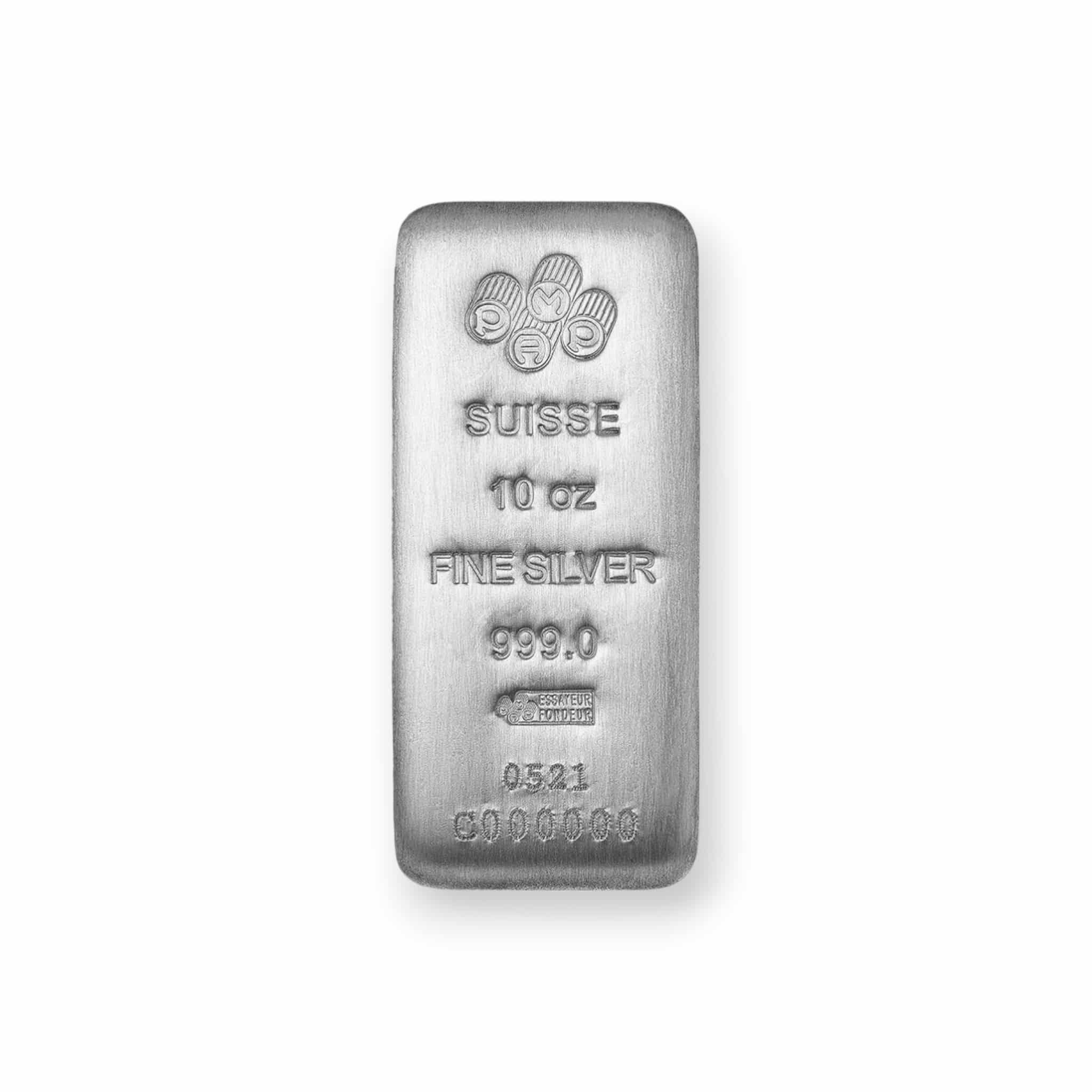 Image of 10 oz Pamp Suisse Cast Serialized Silver Bar .999 Fine
