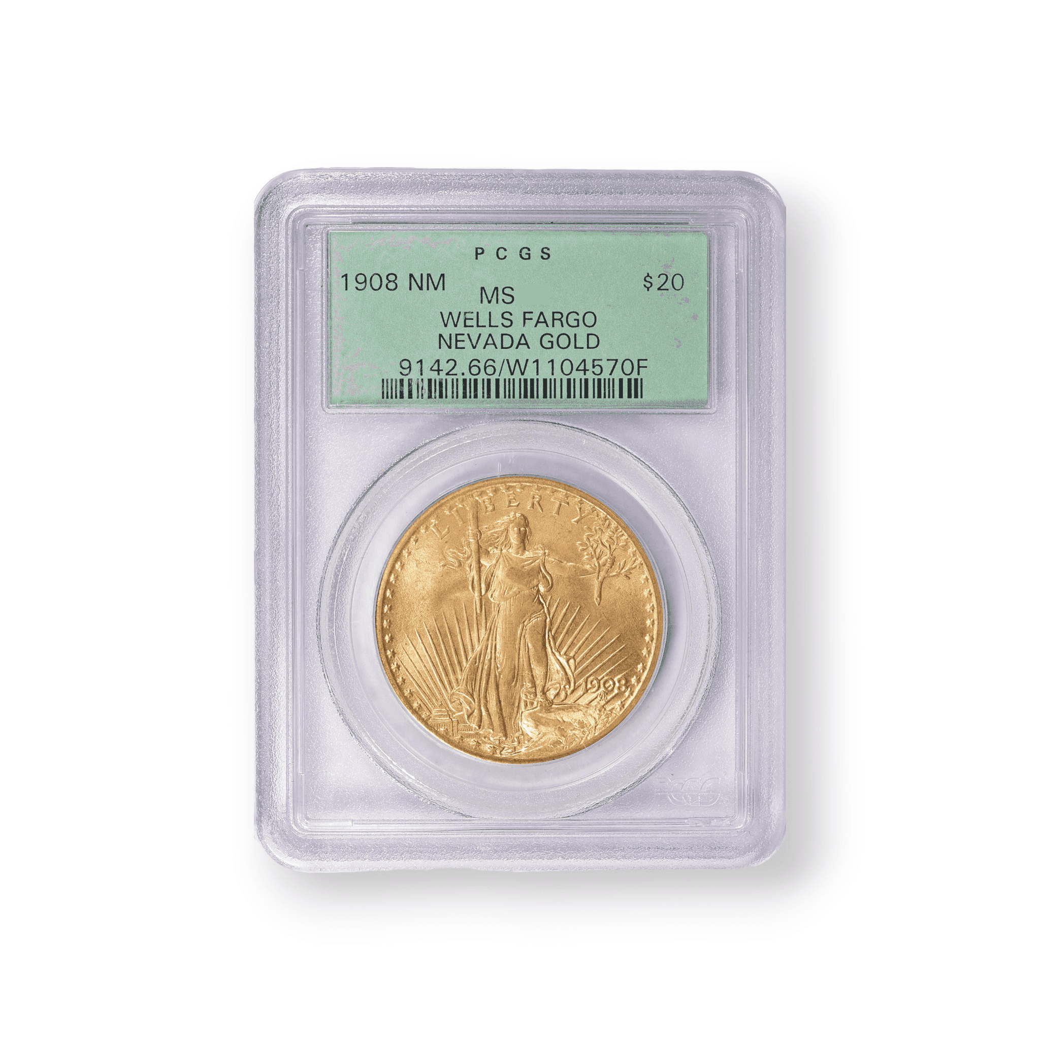 Buy 1908 No Motto Wells Fargo $20 St. Gaudens Double Eagle Gold