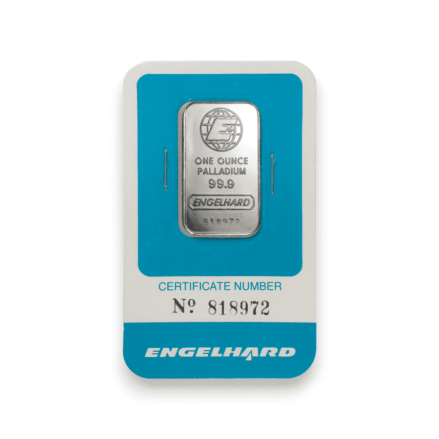 Image of 1 oz Palladium Engelhard Bar 99.9 Fine Sealed in Assay Card