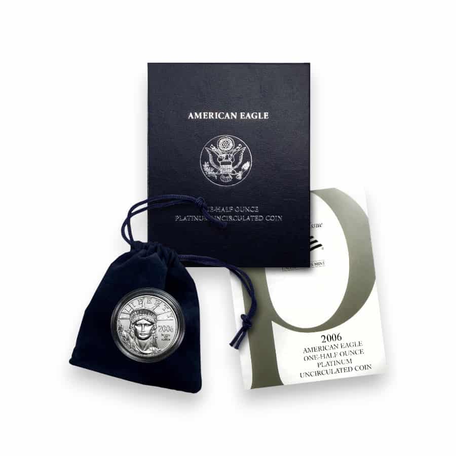 Image of 2006-W 1/2 oz Burnished American Platinum Eagle .9995 Fine $50 Coin (W/ Box & COA)