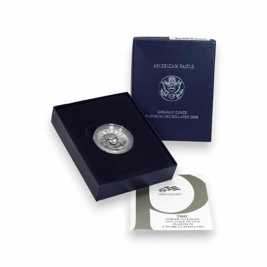 Image of 2007-W 1/2 oz Burnished American Platinum Eagle .9995 Fine $50 Coin (W/ Box & COA)