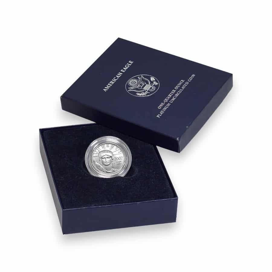 Image of 2007-W 1/4 oz Burnished American Platinum Eagle .9995 Fine $25 Coin (W/ Box & COA)