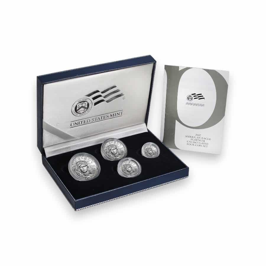 Image of 2007-W Burnished American Platinum Eagle Set .9995 Fine 1.85 oz (W/ Box & COA)