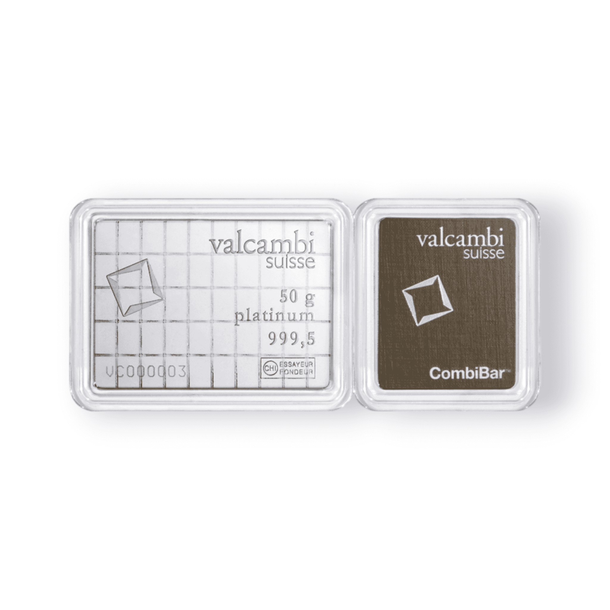 Image of Valcambi 50 x 1g Platinum Combibar Sealed with Assay