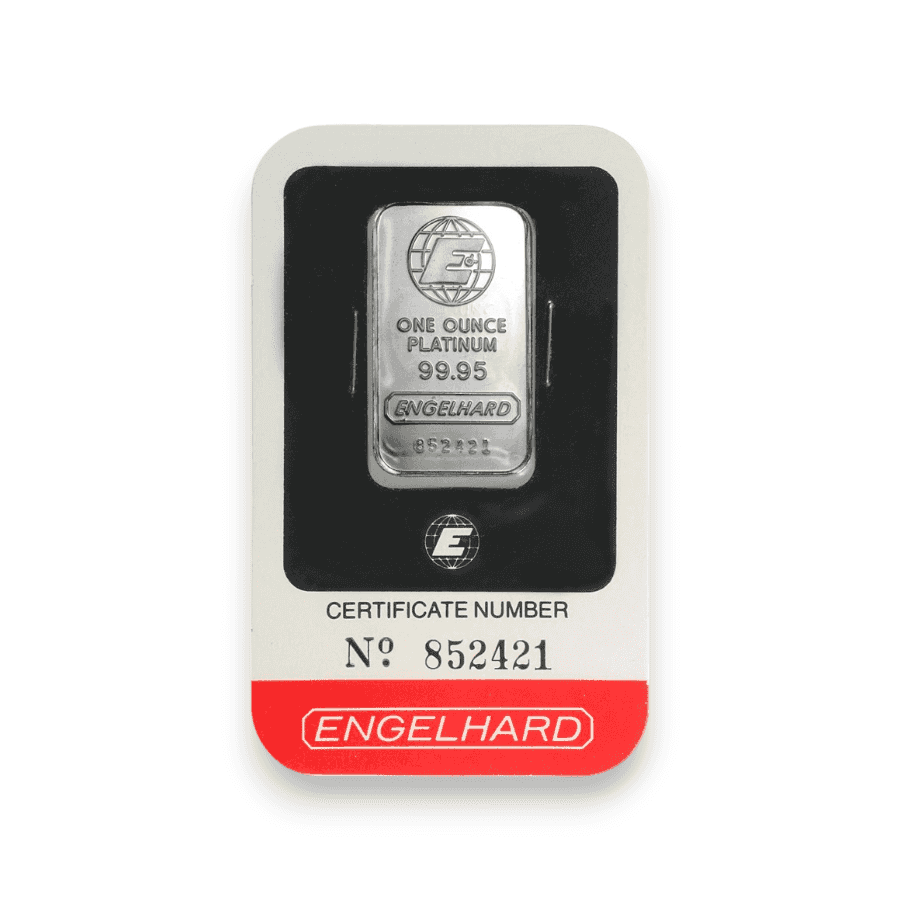 Image of 1 oz Platinum Engelhard Bar 99.95 Fine Sealed in Assay Card