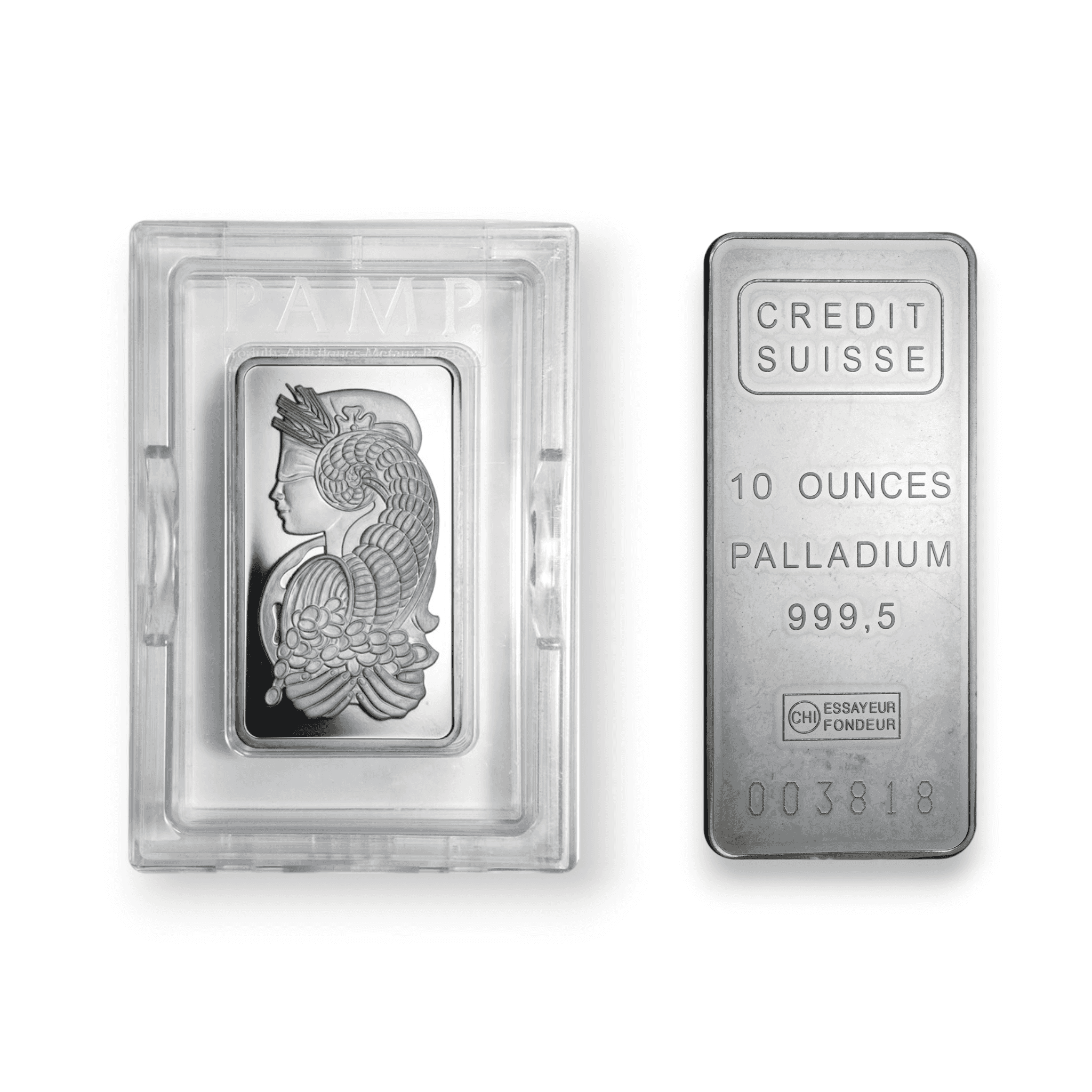 Image of 10 oz Palladium Bar .9995 Fine Accredited Brands with Assay
