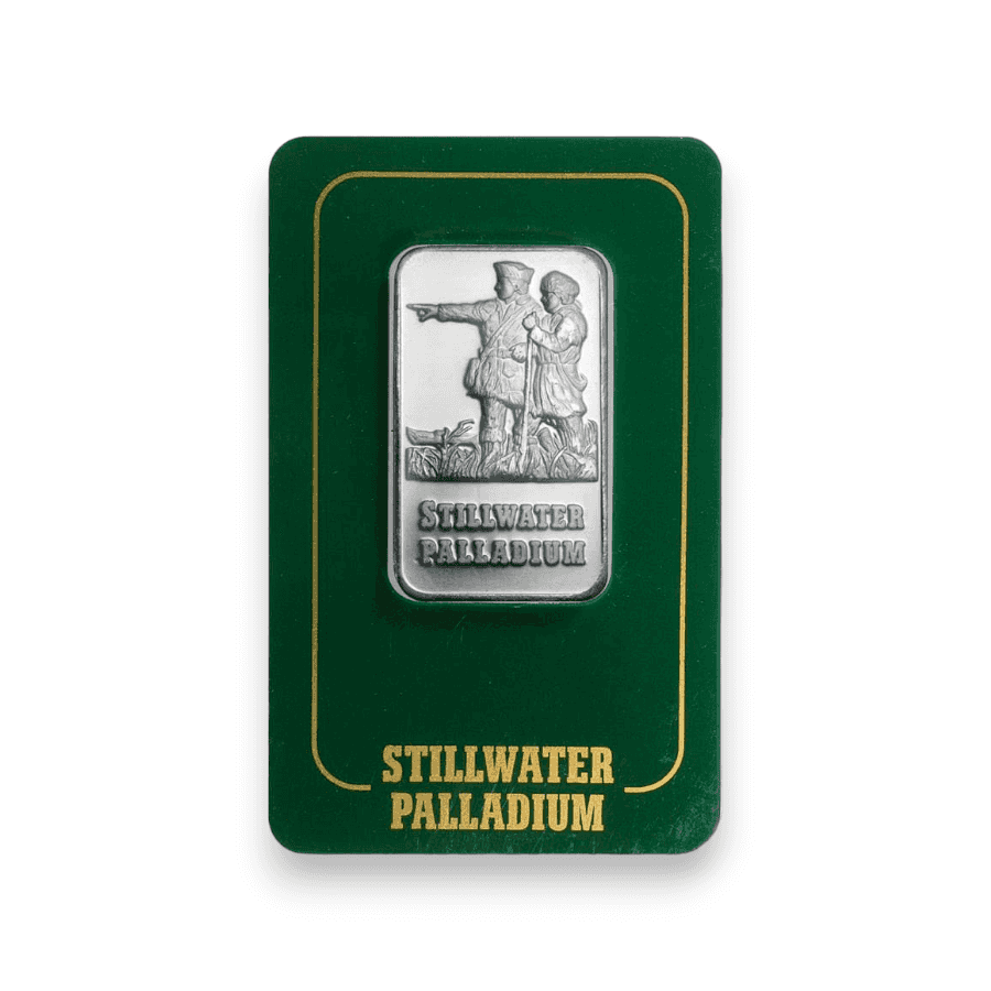 Image of 1 oz Palladium Stillwater Lewis & Clark Johnson Matthey Bar .9995 Fine Sealed in Assay Card